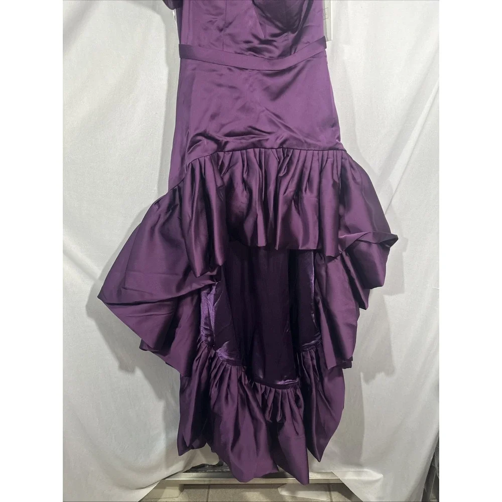 NWD Mac Duggal‎ [  6 ] 20702 High Low Gown with Statement Bow Aubergine S1888 - Picture 8 of 16